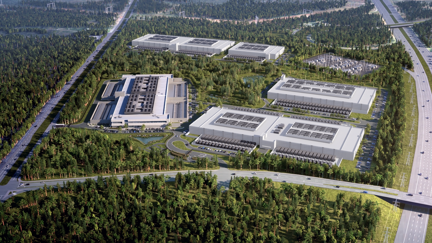 Aerial view of Corscale's Gainesville Crossing Data Campus